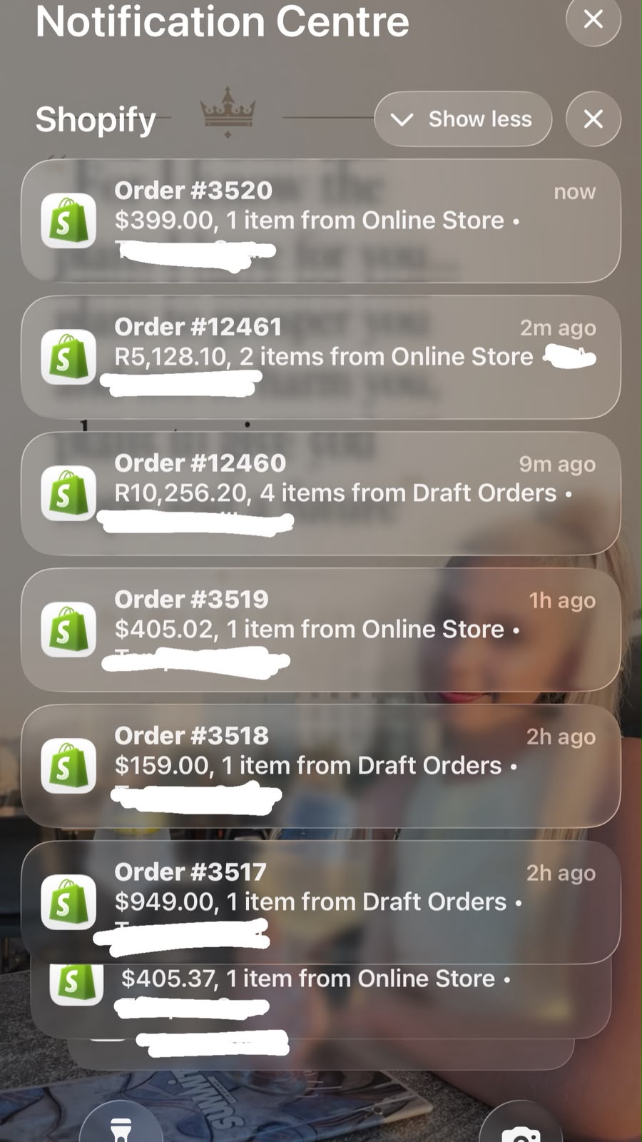 Shopify order notifications stacking up
